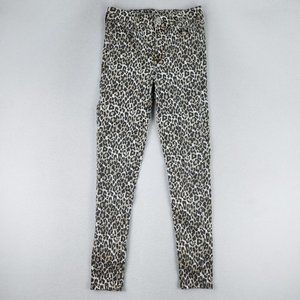 American Eagle Jeans Womens 4 White Tan Hi Rise Jegging Leopard Print Skinny